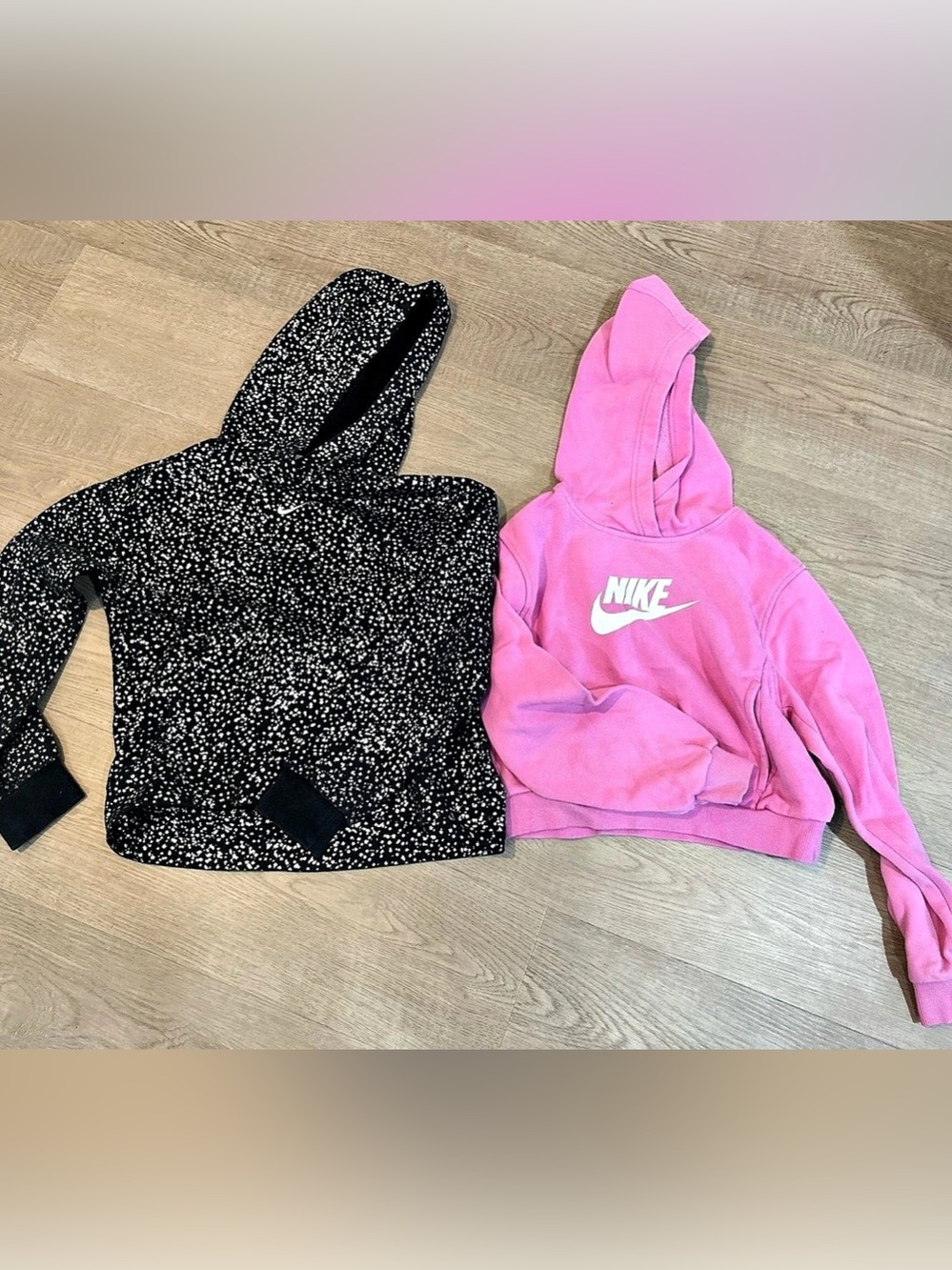 Nike Girls Medium Hoodie Bundle Pink Cropped + Black Metallic